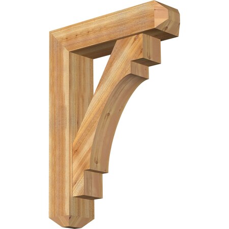 Ekena Millwork Merced Craftsman Rough Sawn Bracket w/ Offset Brace, Western Red Cedar, 8"W x 32"D x 44"H BKT0806X32X44MRC04RWR
